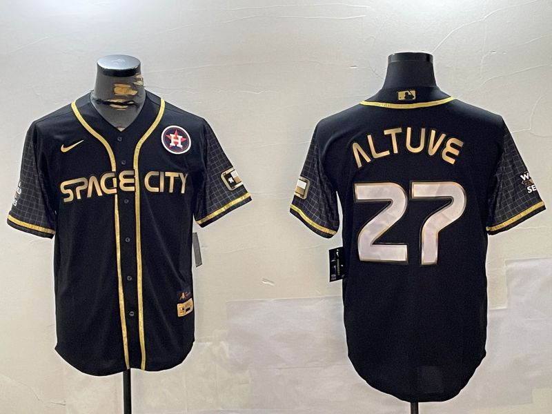 Men Houston Astros #27 Altuve Black Gold 2024 Nike Game MLB Jersey style 3->philadelphia eagles->NFL Jersey